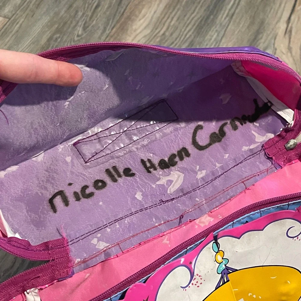 Vintage Disney Aladdin‎ Jasmine Genie Pink Purple Vinyl Backpack 90s Kids Bag